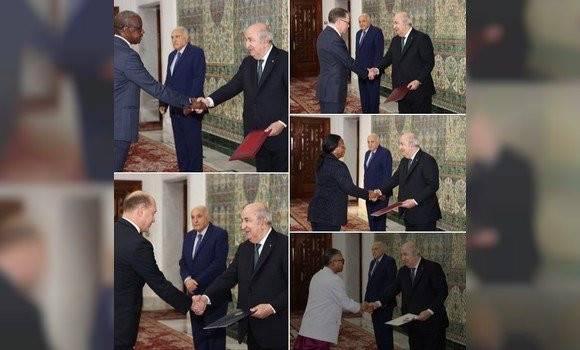 The President of the Republic presides over the ceremony for the presentation of credentials to five new ambassadors to Algeria