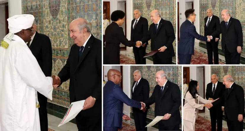 The President of the Republic receives the credentials of five new ambassadors to Algeria